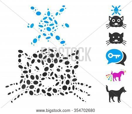 Dotted Mosaic Based On Crypto Kitty. Mosaic Vector Crypto Kitty Is Designed With Scattered Oval Dots