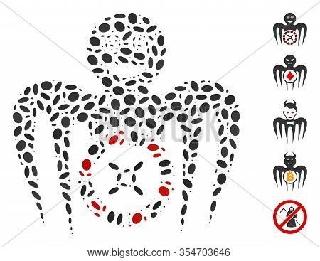 Dot Mosaic Based On Roulette Mad Monster. Mosaic Vector Roulette Mad Monster Is Designed With Random