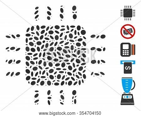 Dotted Mosaic Based On Processor. Mosaic Vector Processor Is Designed With Scattered Ellipse Items. 
