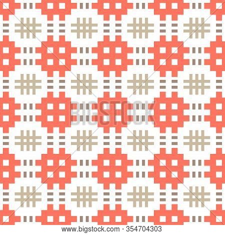 Ethnic Ornaments Pattern. Seamless Pattern Of Red And Brown. Autumn Or Winter Atmosphe