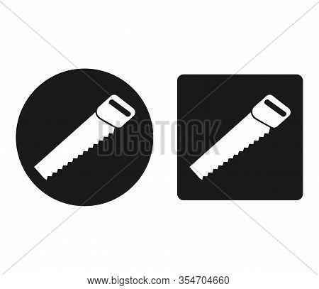 Icons Set Of A Handsaw. Hand Tools. Simple Flat Design