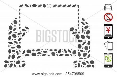 Dot Mosaic Based On Hands Hold Tablet. Mosaic Vector Hands Hold Tablet Is Composed With Random Ellip