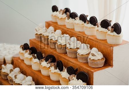 Candy Bar. Table With Sweets, Candies, Dessert