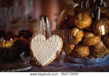 Candy Bar. Table With Sweets, Candies, Dessert