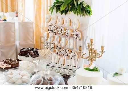 Candy Bar. Table With Sweets, Candies, Dessert
