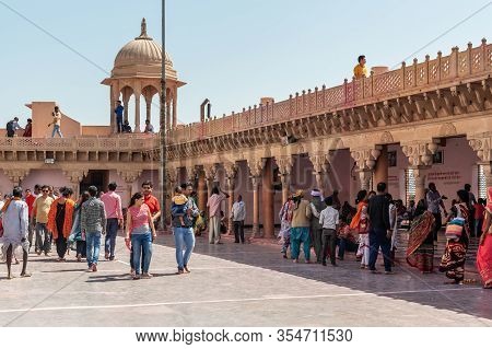 Nandgaon, Uttar Pradesh , India - March 22, 2019: Nandababa Temple In Nandgaon. It Is Known As The H