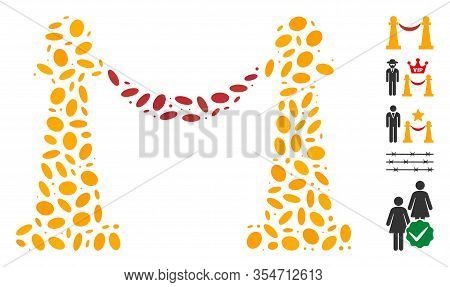 Dotted Mosaic Based On Private Party Stanchions. Mosaic Vector Private Party Stanchions Is Composed 
