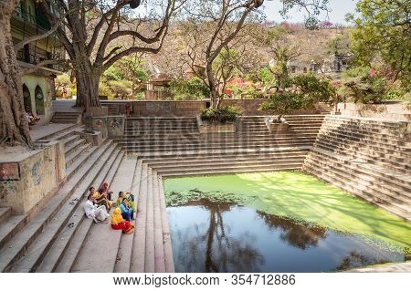 Barsana, Uttar Pradesh, India - March 22, 2019: Shri Radha Sarovar Is Holy Pond In Barsana