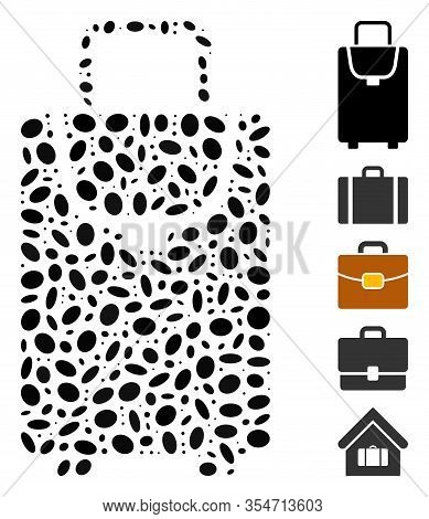 Dot Mosaic Based On Carryon Bag. Mosaic Vector Carryon Bag Is Designed With Scattered Ellipse Spots.