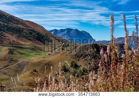 View Of The Mountains Around Alpe D'huez In The French Alps, France