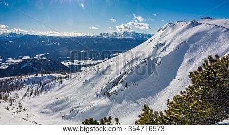 Tauplitz Alm close to Bad Mitterndorf in Styria, Austria, in winter.