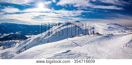 Tauplitz Alm close to Bad Mitterndorf in Styria, Austria, in winter.