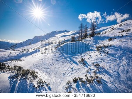 Tauplitz Alm close to Bad Mitterndorf in Styria, Austria, in winter.