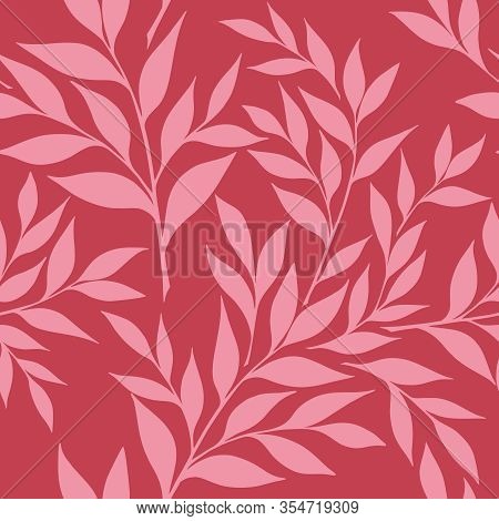 Seamless Pattern With Ruskus Sprigs On A Pink Background In A Vector
