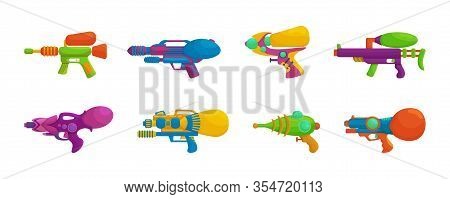Water Gun Vector Cartoon Set Icon. Isolated Cartoon Icon Water Pistol. Vector Illustration Watergun 