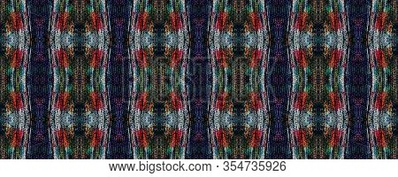 Rectangle Geo Rapport. Ethnic Seamless Pattern. Black, Red, Beige And Blue Kilim Native Background. 