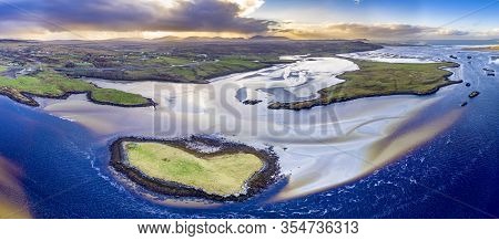 The Heart Shaped Island At The Coast Between Lettermacaward And Portnoo In County Donegal - Ireland.