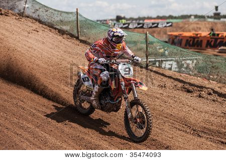 SEMIGORJE, Russland - Juli 22: Unidentified Fahrer beim Grand Prix von Russland der FIM Motocross World Champ