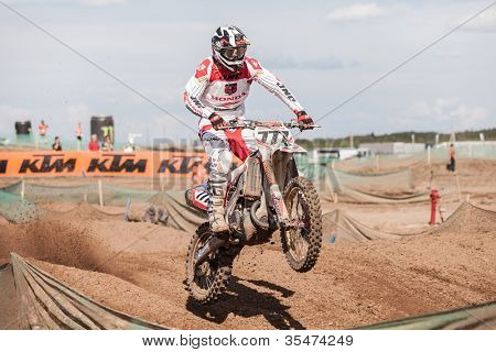 SEMIGORJE, Russland - Juli 22: Unidentified Fahrer beim Grand Prix von Russland der FIM Motocross World Champ