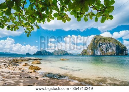 El Nido, Palawan, Philippines. Nature Scenery Of Pinagbuyutan Island And Beautiful Tropical Seascape