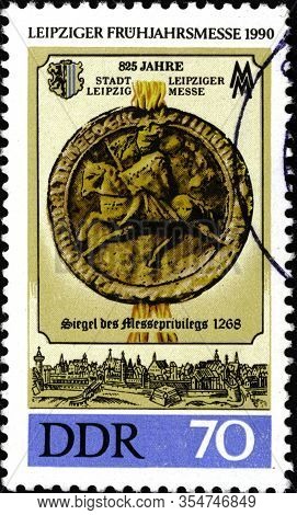 02.11.2020 Divnoe Stavropol Territory Russia Postage Stamp Gdr 1990 Leipzig Spring Fair 825 Years To