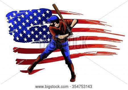 Powerful Baseball Hitter Left Handed Vector Illustration