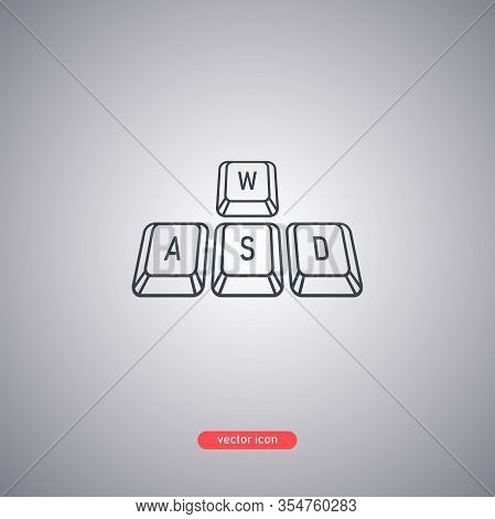 Wasd Icon Isolated On A Gray Background. Gamer Keyboard In The Style Of Lines. Vector Illustration.