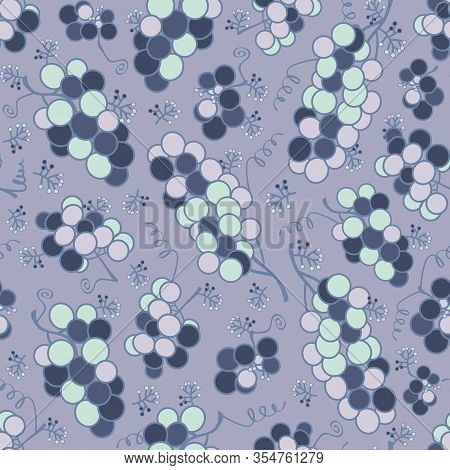 Vector Puple Grapes Seamless Pattern Print Background.