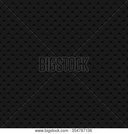 Black Seamless Background. Modern Metallic Perforated Texture. Vector Illustration.