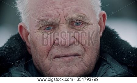 Elderly Grandfather - Sad Old Grandfather Looking In The Camera