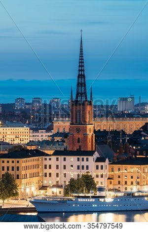 Stockholm, Sweden. Scenic View Of Stockholm Skyline At Summer Evening. Famous Popular Destination Sc