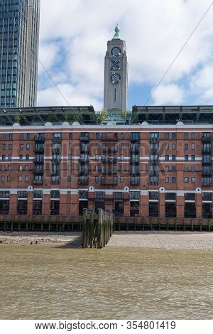 London, United Kingdom- June 2019: Oxo Tower Wharf On The South Bank Of The River Thames In London.