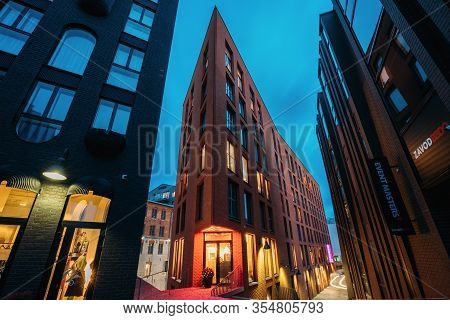 Tallinn, Estonia - December 5, 2016: View Of Historical Rotermann City In Evening Illuminations. Rot