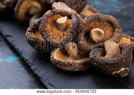 Dehydrated shiitake mushrooms, asian food ingredient