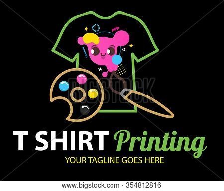 Tshirt Printing Cmyk Palette Concept. Abstract Modern Colored Vector Logo Template Of T-shirt Printi