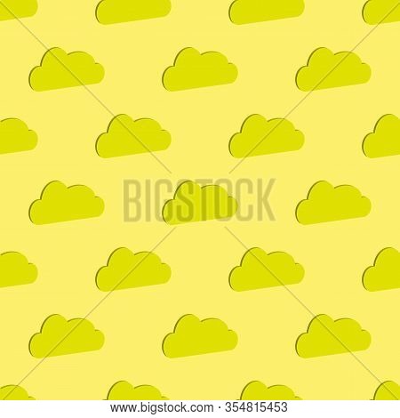 3d Clouds, Seamless Background. Print For Paper Wallpaper, Tiles, Textiles, And Decor. Vector Symbol