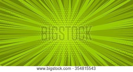 Pop Art Green Comics Book Cartoon Magazine Cover. Cartoon Funny Retro Pattern Strip Mock Up. Vector 