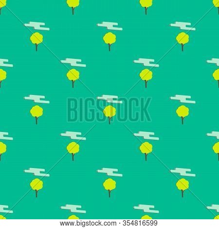 3d Deciduous Trees In Bloom, Seamless Background. Print For Paper Wallpaper, Tiles, Textiles, And De