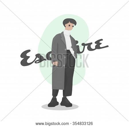 Fashion Magazine Cover With Esquire On Background. Simple Flat Illustration.