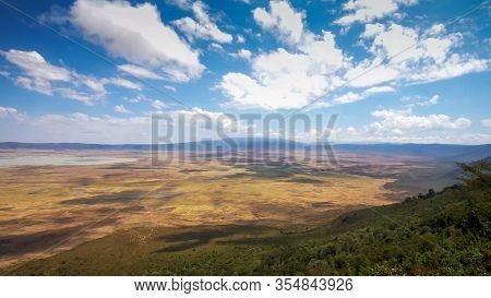 View From The Rim Of The Famous Ngorongoro Crater In Tanzania