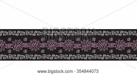 Modern Lace Border-love In Parise Seamless Repeat Pattern Background. Abstract Pattern Border Of Mod