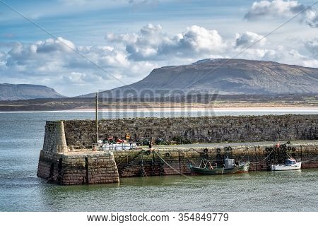 Mullaghmore Harbour Wall And Moored Fishing Boats
