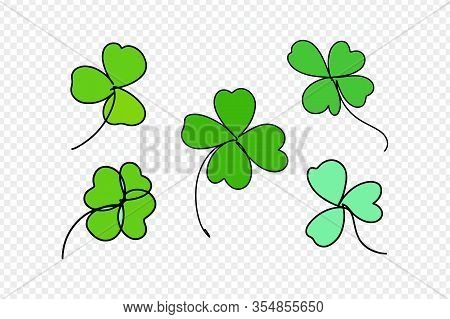Vector Continuous Line Art, Hand Drawn Shamrock Set.