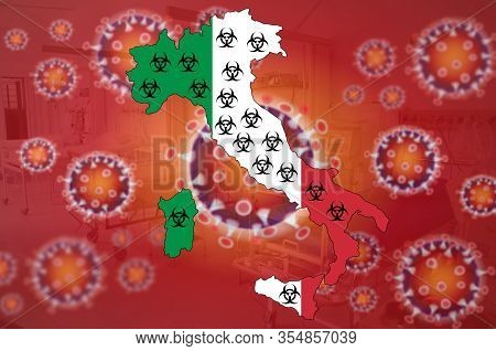 Italy Extends Coronavirus Covid-19 Lockdown Quarantine To All Country. Red Zone Restriction On Movem