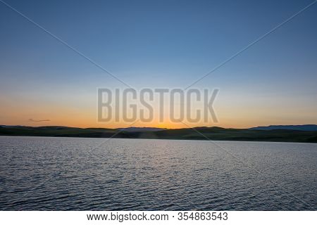 Sunset Above Systravatn Lake In The Hills Near Kirkjubaejarklaustur In South Iceland