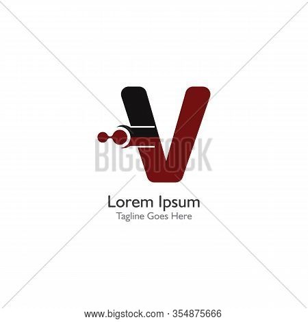 Letter V With Antom Creative Logo Or Symbol Template Design