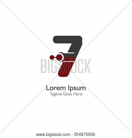Number 7 With Antom Creative Logo Or Symbol Template Design