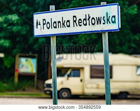 Gdynia, Poland - June 27, 2019: Camper Car On Picnic Area Polanka Redlowska In Gdynia City. Camping 