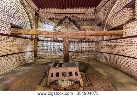 Rosetta, Egypt- February 1 2020: Front View Of Ancient Rotary Flour Mill, Known As Abu Shaheen Mill 