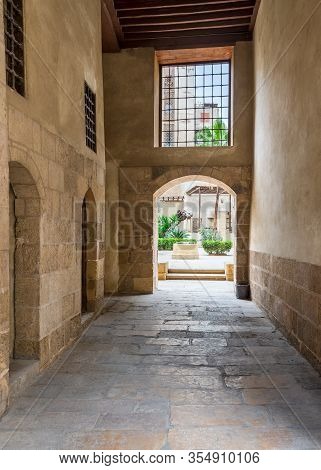 Stone Bricks Passage Leading To The Courtyard Of Historic Beit El Sehemy House Located In Moez Stree